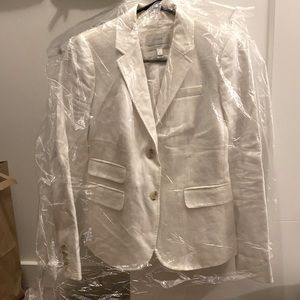 White Linen J. Crew Schoolboy Blazer